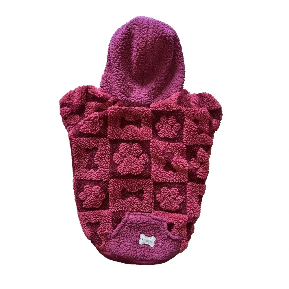 Koolaburra by UGG Dog Sweater Burgundy with Hoodie Large Soft Comfy Warm